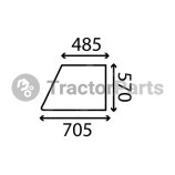 UPPER DOOR WINDOW FLAT - NON-TINTED - John Deere 20,30, Massey Ferguson, Ford, Claas, Fiat series