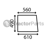 SLIDING REAR WINDOW FLAT - NON-TINTED - John Deere 10, 20, Massey Ferguson 100, Ford, Fiat series