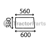 SLIDING REAR WINDOW FLAT - NON-TINTED - John Deere 20, Massey Ferguson 100, Deutz series