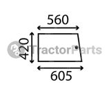SLIDING REAR WINDOW FLAT - NON-TINTED - John Deere 20, Massey Ferguson 100, Deutz series