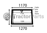 OPENING FRONT WINDSHIELD WITH FRAME - FLAT - NON-TINTED - John Deere 20,30, Deutz, Fendt series