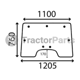 OPENING FRONT WINDSHIELD FLAT - NON-TINTED - John Deere 40 serie