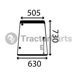 SIDE WINDOW RIGHT - FLAT - NON-TINTED - John Deere 50 serie