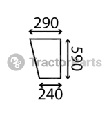 LOWER FRONT GLASS FLAT - NON-TINTED - John Deere 40 serie