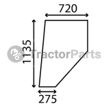 DOOR WINDOW FLAT - NON-TINTED - John Deere 40, Case 33, Massey Ferguson 100, Ford, Fiat, Claas series