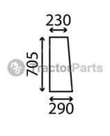 FIXED SIDE WINDOW FLAT - NON-TINTED - John Deere 30,40, Case IHC, Ford, Claas, Fiat series