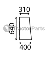 FIXED SIDE WINDOW FLAT - TINTED - John Deere 30, Massey Ferguson, Case, Ford, Claas, Fiat series