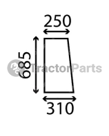 SIDE WINDOW FLAT - NON-TINTED - John Deere 40, Massey Ferguson 100 series
