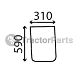 LOWER FRONT GLASS FLAT - NON-TINTED - John Deere 3000, 3010 series