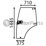 DOOR WINDOW LEFT - CURVED - TINTED - John Deere 5020, 5025 serie