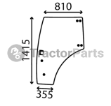 DOOR WINDOW LEFT - CURVED - TINTED - Case Farmall, New Holland T5
