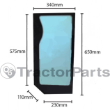 LOWER FRONT GLASS RIGHT - FLAT - TINTED - Case IHC MXM, Ford New Holland TM, Fiat series