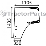 DOOR WINDOW LEFT - CURVED - TINTED - John Deere 6030, 7030 series