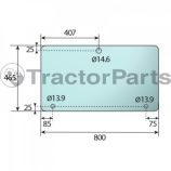SIDE WINDOW LEFT - CURVED - TINTED - John Deere 7000, 7010 series
