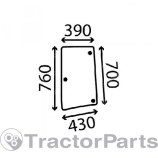 OPENING SIDE WINDOW LEFT - CURVED - TINTED - John Deere 6030, 6M, 7000, 7030 series