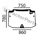 REAR WINDOW CURVED - TINTED - Case IHC JXC, Quantum, New Holland T4000, TND, TNS series