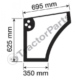 LOWER DOOR WINDOW LEFT - FLAT - TINTED - Case IHC JX, New Holland TDD series