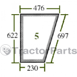 LOWER DOOR WINDOW LEFT - FLAT - NON-TINTED - John Deere 30,40, Case IHC, Ford 10, Deutz series