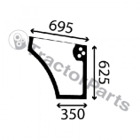 LOWER DOOR WINDOW RIGHT - FLAT - TINTED - Case IHC JX, New Holland TDD series