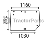 REAR WINDOW WITH ADJUSTMENT SUPPORT - FLAT - NON-TINTED - John Deere 10,3000,3010, Renault/Claas Ceres series