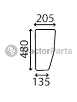 LOWER REAR WINDOW FLAT - TINTED - John Deere 6000 serie