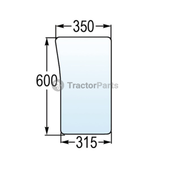 LOWER FRONT GLASS FLAT - TINTED - John Deere 3000,5000,5M,5R,6M,6RC series