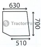 Стъкло за дясна врата (горна част, плоско) - John Deere 30, 40 серия