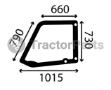 Стъкло за лява врата (горна част, тонирано, плоско) - Massey Ferguson 8900, 8925, 9000