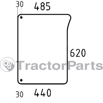 LOWER FRONT GLASS RIGHT - CURVED - TINTED - John Deere 6000, 6J, 7000 series