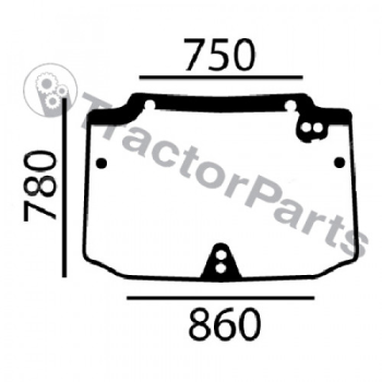 REAR WINDOW CURVED - TINTED - Case IHC JXC, Quantum, New Holland T4000, TND, TNS series