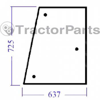 SIDE WINDOW LEFT - CURVED - TINTED - Case IHC JXU, MXM, Ford New Holland T5000, TL, TLA, TM, TS, Fiat series