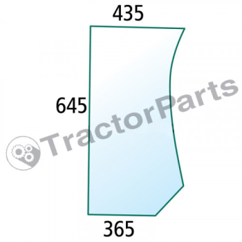 LOWER FRONT GLASS LEFT - CURVED - TINTED - Case IHC MXU, Maxxum, Ford New Holland T6000, TSA series