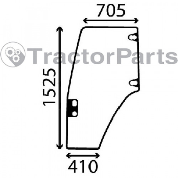 DOOR WINDOW LEFT - CURVED - TINTED - Case IHC JXU, New Holland T5000, TLA series