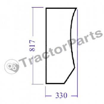 LOWER FRONT GLASS LEFT - CURVED - TINTED - Case IHC  JXC, Quantum, New Holland T4000, TND, TNS series