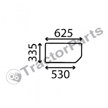 LOWER REAR WINDOW FLAT - TINTED - Case IHC JXC, Quantum, New Holland T4000, TND, TNS series