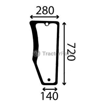 LOWER FRONT GLASS LEFT - FLAT - TINTED - John Deere 5010F, 5015V series