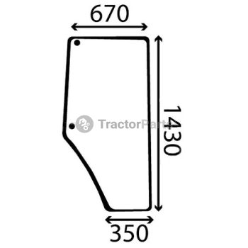FIXED DOOR WINDOW RIGHT - CURVED - TINTED - John Deere 7000, 7010 series